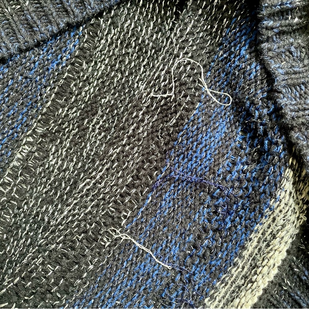 DKNY Jeans Oversized Knit Sweater Blue Gray Lurex Size M - Picture 4 of 6